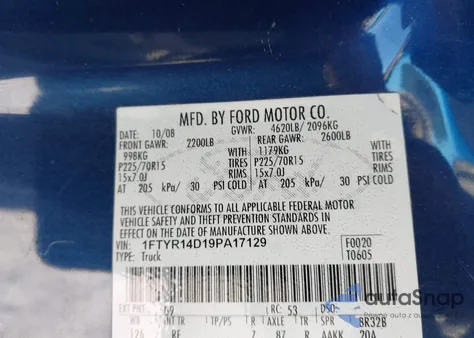 2009 Ford Ranger Xlt из США, поврежденный, VIN 1FTYR14D19PA17129